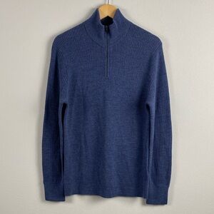 Banana Republic Riccardo Merino Wool Ribbed Knit Long Sleeve Quarter Zip Sweater